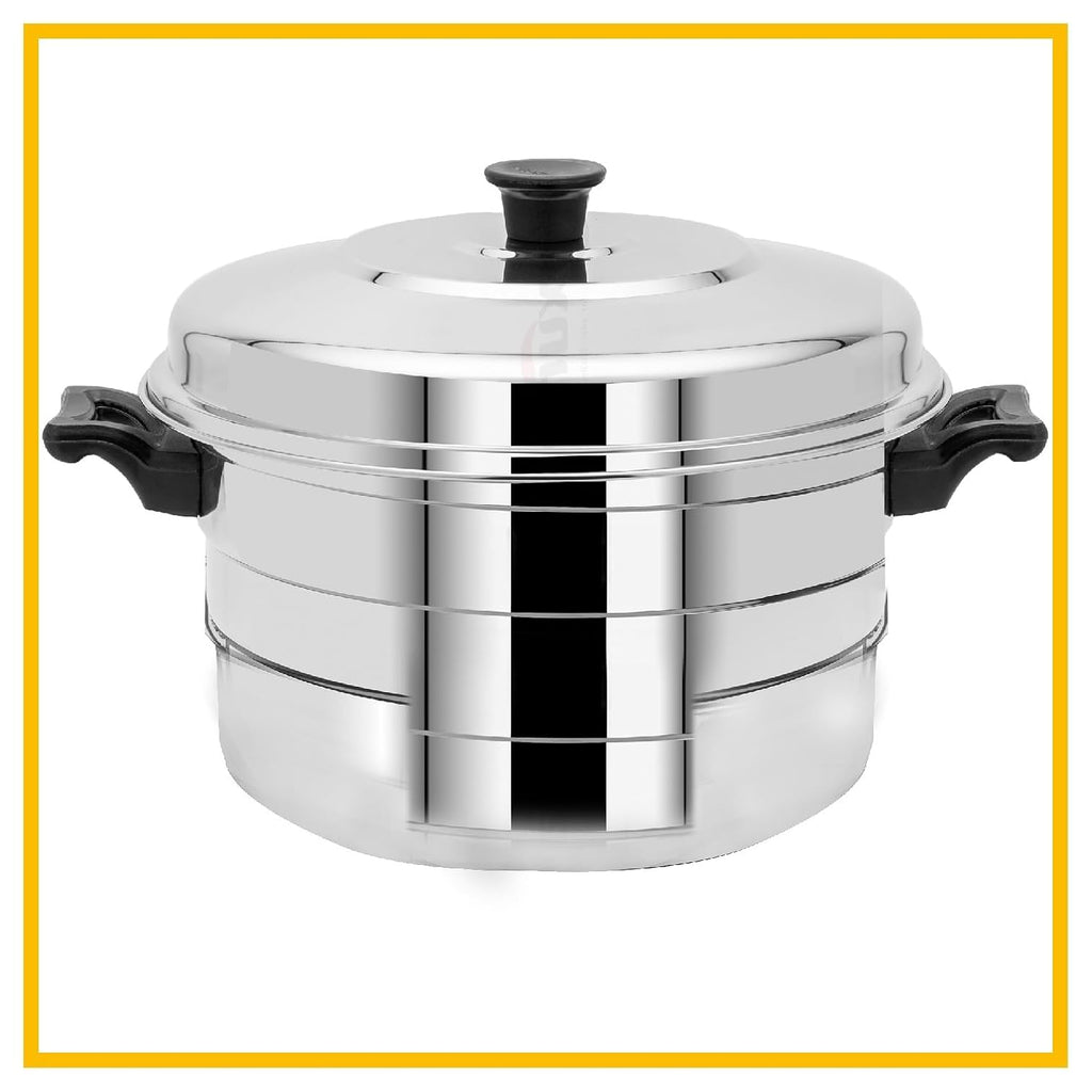 Lara Tales LAKSHMI Stainless Steel Idli Pot | 3 Idli Plates + 1 Mini Idli Plate + 1 Dhokla Plate | Heavy Gauge Idly Cooker | Soft & Fluffy Idlis | 3–5 Person Capacity