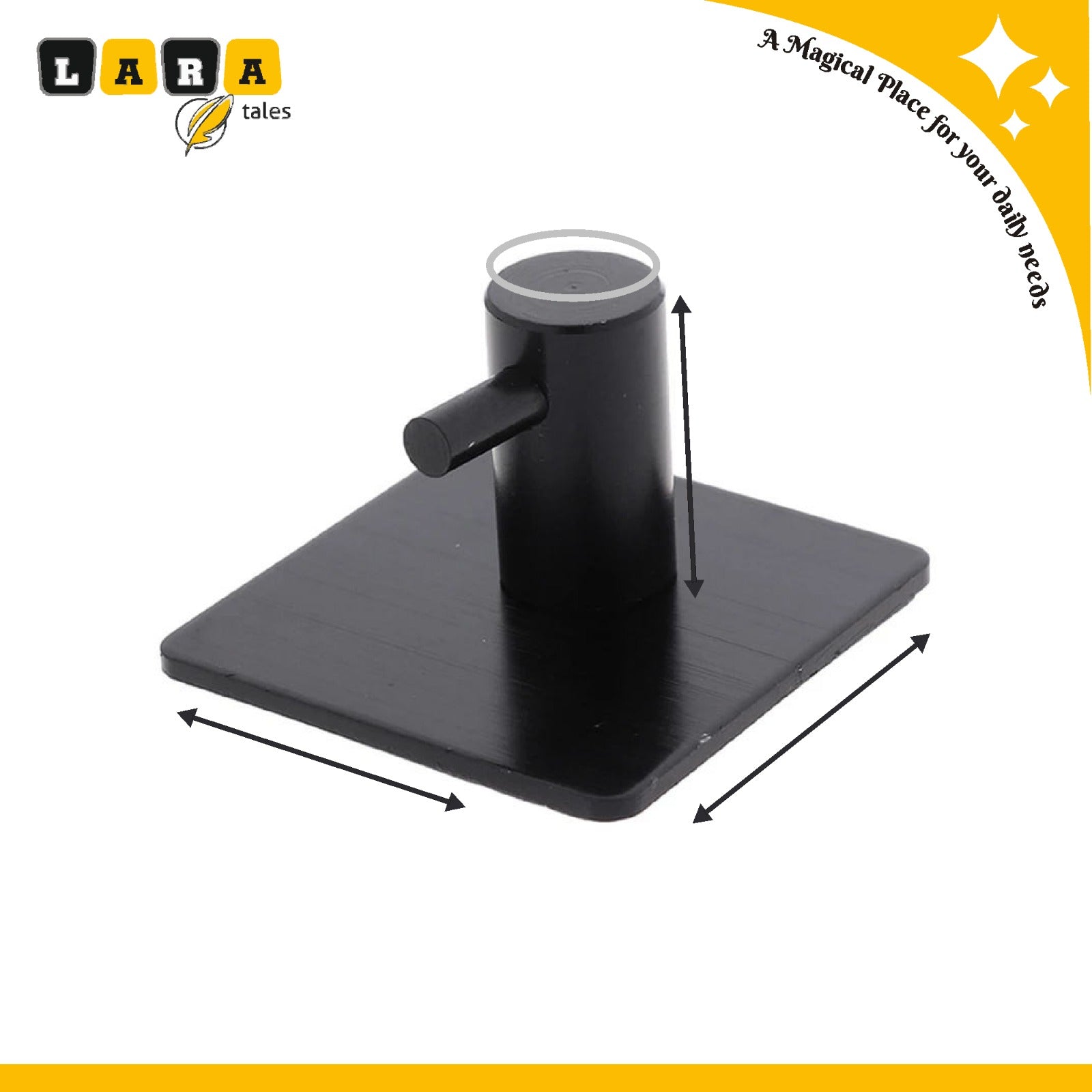 Lara Tales Heavy Duty Adhesive Wall Hooks – Metal Self-Adhesive Hooks for Bathroom, Kitchen & Home | Matte Black Wall Hangers | Rust-Proof Multipurpose Hooks (Set of 4)