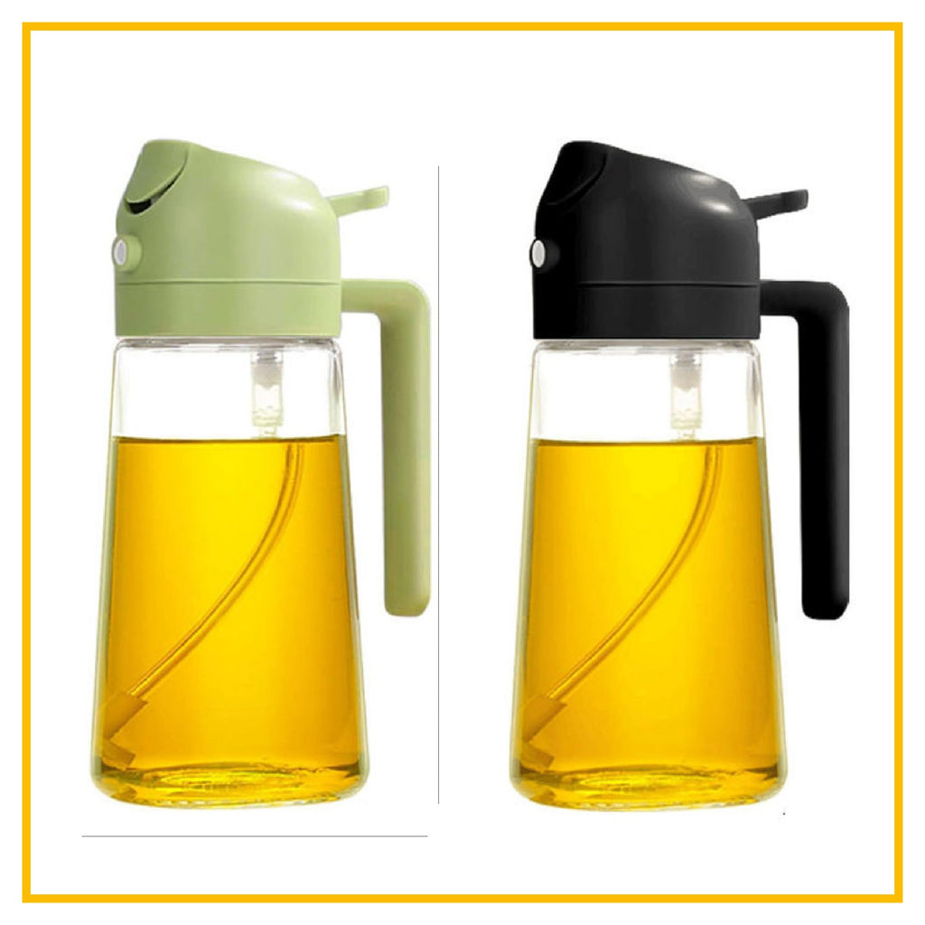 Lara Tales – 2-in-1 Glass Oil Sprayer & Dispenser | 500ml Premium Olive Oil Spray Bottle for Cooking, BBQ, Air Fryer, Salad, Frying & Baking | Kitchen Oil Mister for Healthy & Controlled Cooking