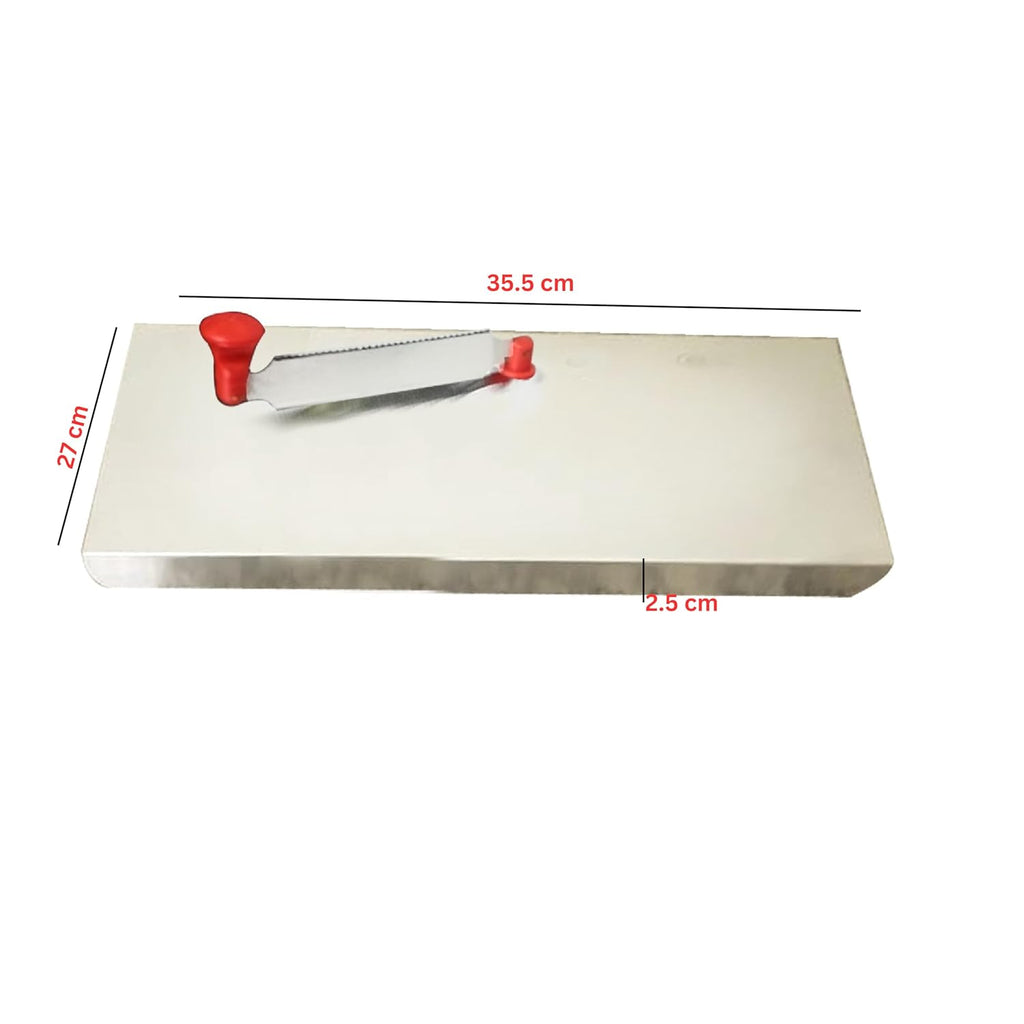 Lara tales Stainless Steel Cutting Board with Vegetable Cutter | Heavy-Duty Kitchen Chopper Board | Multi-Purpose Sabzi Cutter, Chopping Tray & Meat Board | Rust-Free Steel Cutter