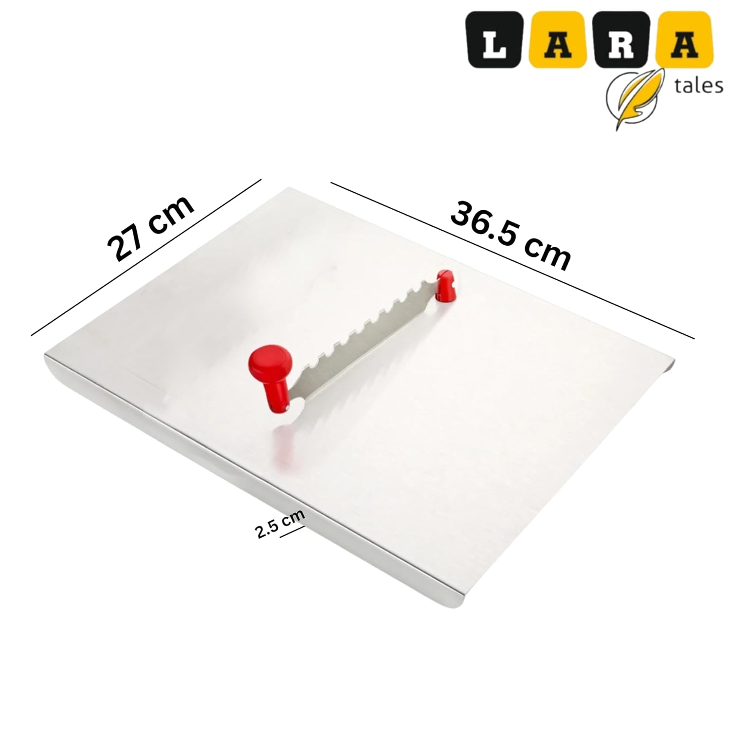 Lara Tales Smart Stainless Steel Cutting Board with SS Cutter | Chopper Board | Cutter | Sabji Cutter | Chapati Board | Cutting matt Tray | Steel Chopper | Steel Cutter | Vegetable Cutter for Kitchen