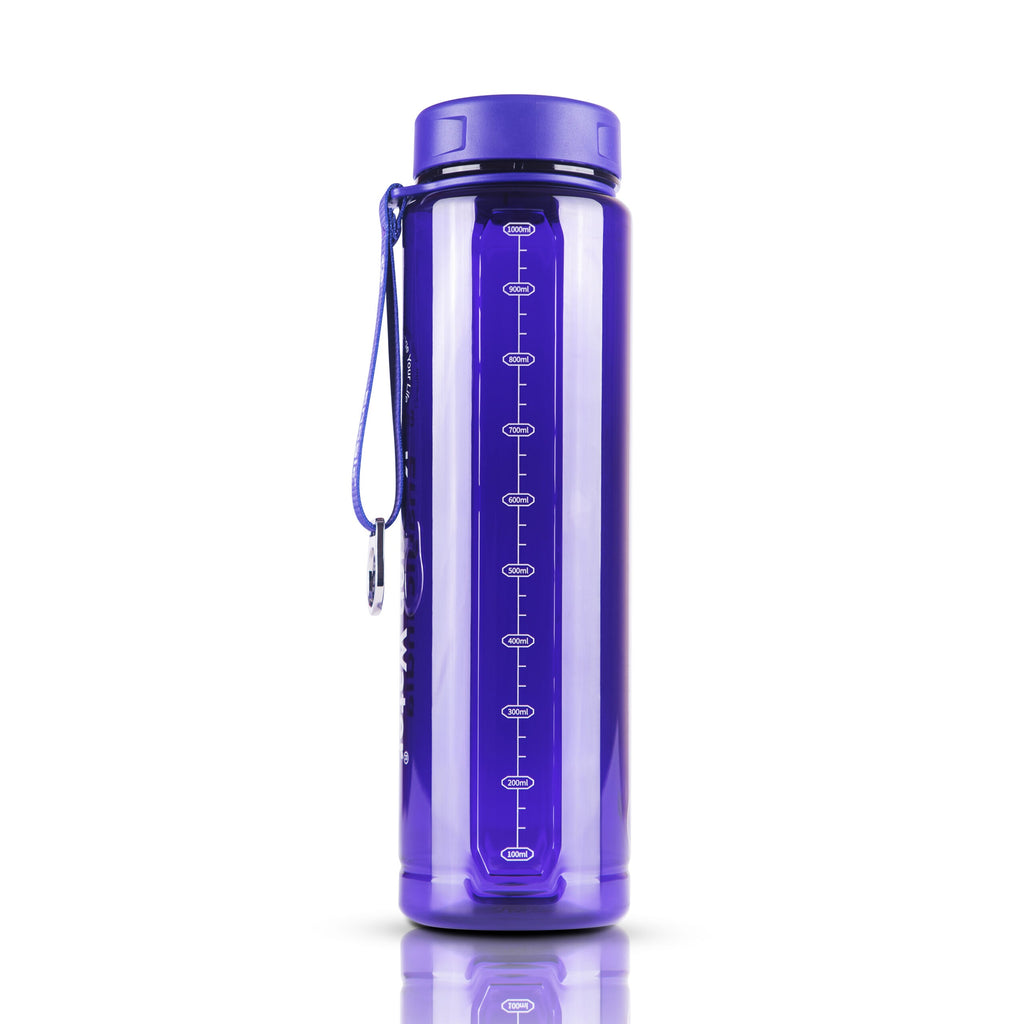 Enagic Kangen 1000ml Tritan Water Bottle – Steel Ring, Strap Holder & Motivational Time Markers | BPA-Free, Leakproof, Reusable "Stay Motivated. Stay Hydrated