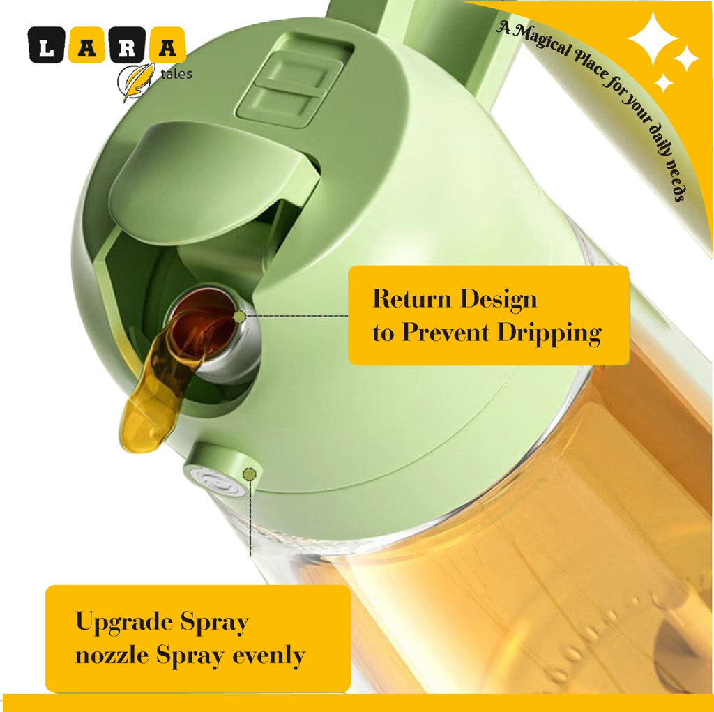 Lara Tales – 2-in-1 Glass Oil Sprayer & Dispenser | 500ml Premium Olive Oil Spray Bottle for Cooking, BBQ, Air Fryer, Salad, Frying & Baking | Kitchen Oil Mister for Healthy & Controlled Cooking