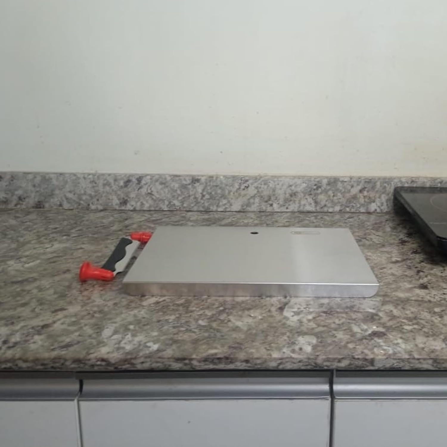 Lara tales Stainless Steel Cutting Board with Vegetable Cutter | Heavy-Duty Kitchen Chopper Board | Multi-Purpose Sabzi Cutter, Chopping Tray & Meat Board | Rust-Free Steel Cutter