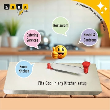 Lara Tales 2-in-1 SS Smart Cutting Board with SS Cutter – Sharp Blades for Vegetables, Fruits & Nuts | Durable Chopping Board for Fast & Safe Food Prep | Anti-Slip, Rustproof | Rectangle shape | Style