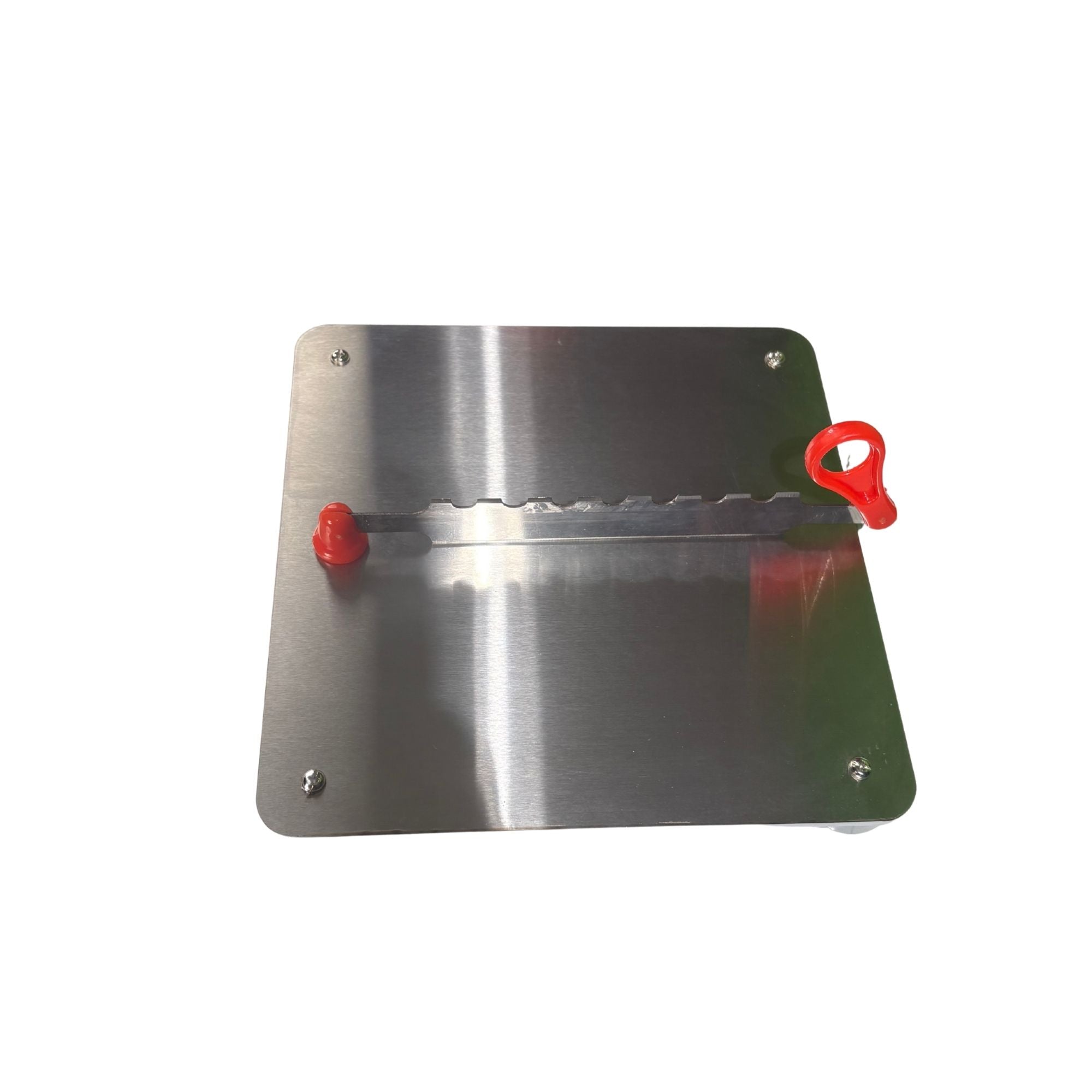 Lara Tales Stainless Steel Chopping Board with In-Built Blade & Detachable Knife | Multipurpose Vegetable, Fruit & Nut Cutter | Compact 23x23 cm | Plastic Base with 4 Anti-Slip Legs