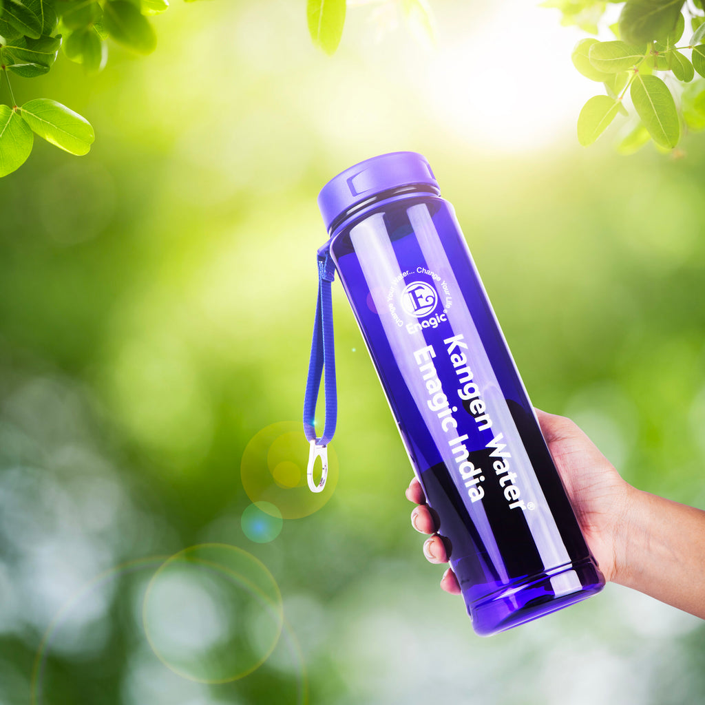 Enagic Kangen 1000ml Tritan Water Bottle – Steel Ring, Strap Holder & Motivational Time Markers | BPA-Free, Leakproof, Reusable "Stay Motivated. Stay Hydrated