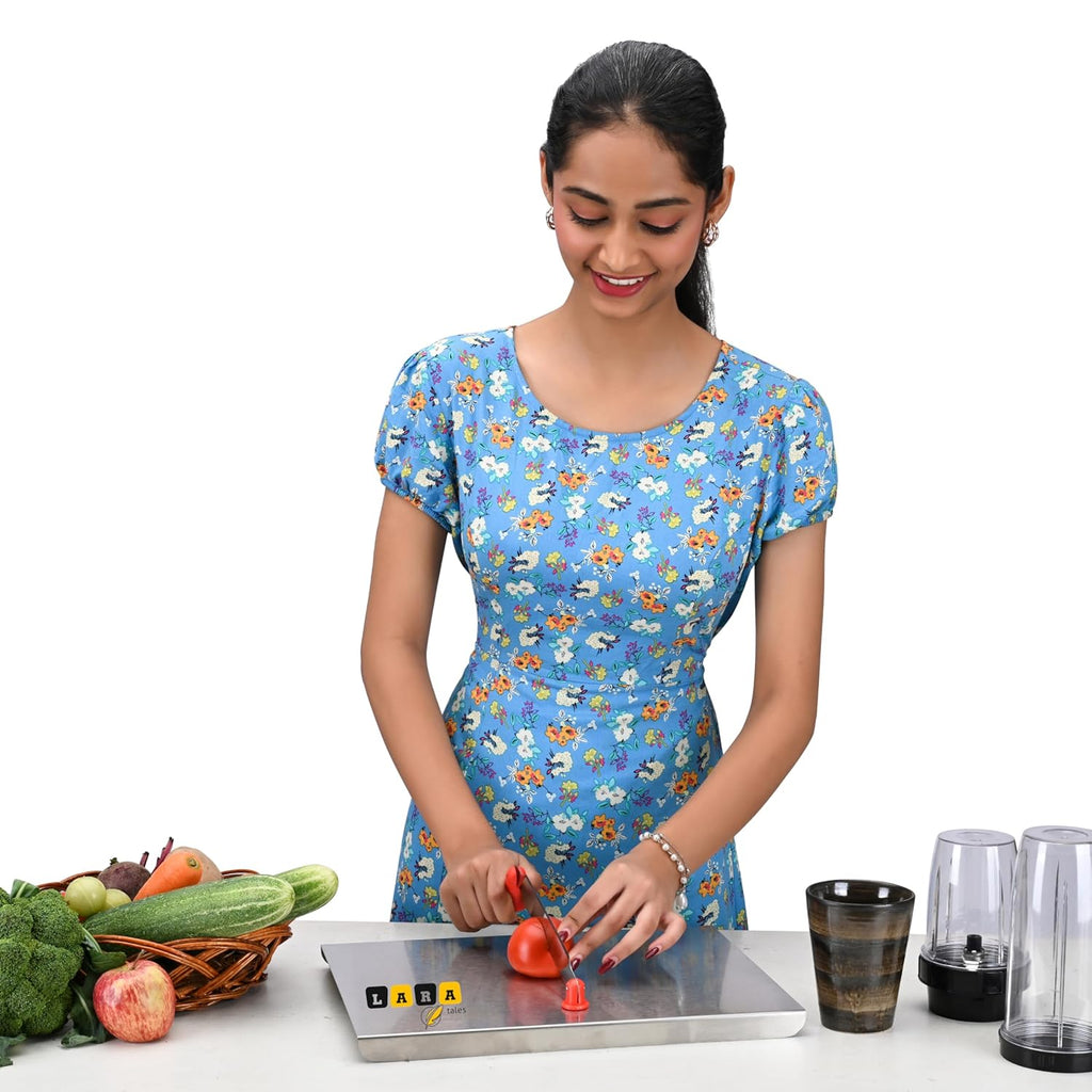 Lara tales Stainless Steel Cutting Board with Vegetable Cutter | Heavy-Duty Kitchen Chopper Board | Multi-Purpose Sabzi Cutter, Chopping Tray & Meat Board | Rust-Free Steel Cutter
