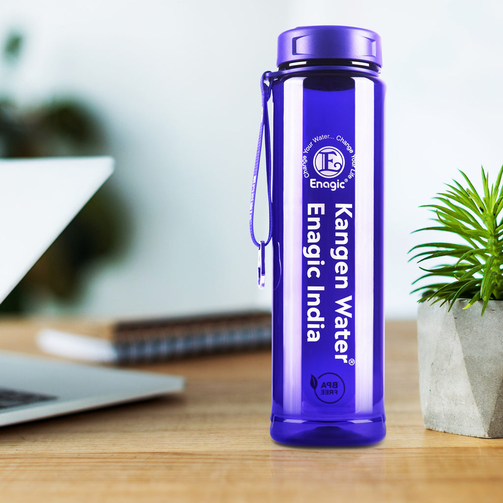 Enagic Kangen 1000ml Tritan Water Bottle – Steel Ring, Strap Holder & Motivational Time Markers | BPA-Free, Leakproof, Reusable "Stay Motivated. Stay Hydrated