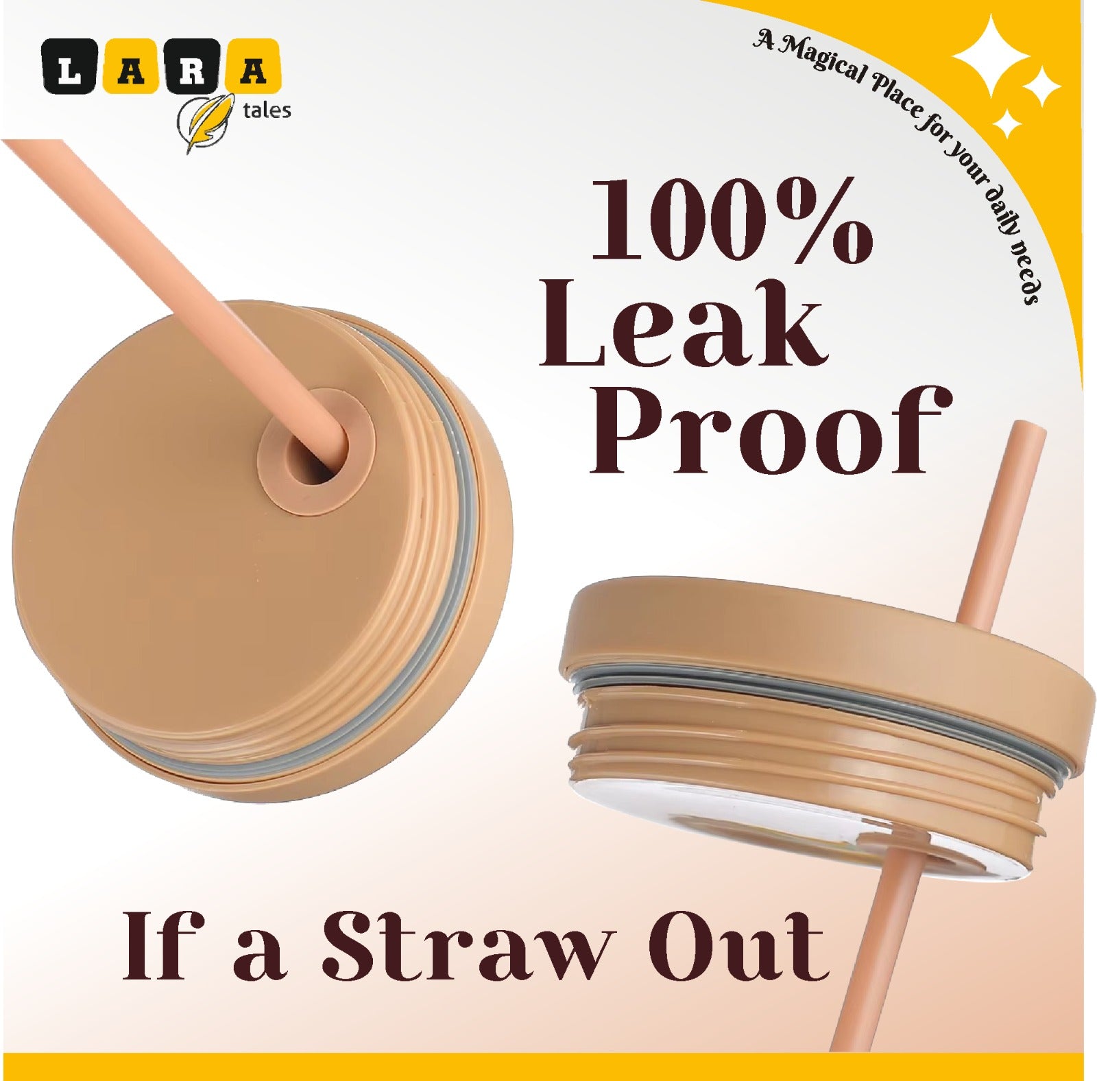 Lara Tales 900ml Vacuum Insulated Stainless Steel Cup with Handle | Double Wall Hot & Cold Bottle | Sleek Modern Design Ice Cup | Leakproof Travel Tumbler with Straw | Premium Matte Finish