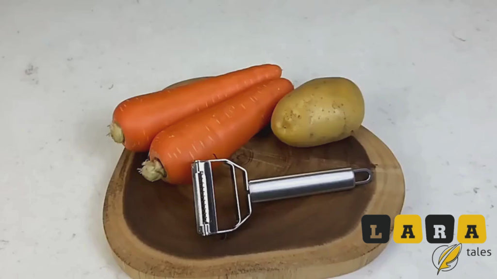 Lara Tales – 2-in-1 Stainless Steel Julienne Peeler & Vegetable Slicer Multi-Purpose Fruit & Veggie Shredder, Grater & Cutter for Carrots, Potatoes, Cucumbers & More | Premium Kitchen Tool for Effortless Prep